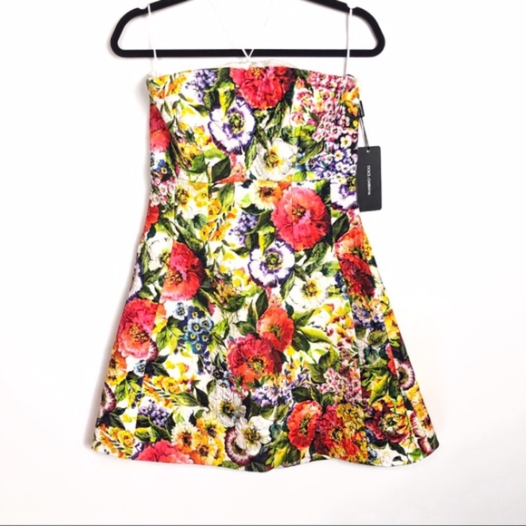 NEW Dolce & Gabbana Floral Strapless Mini Dress Size 46 US 10 - Picture 2 of 8